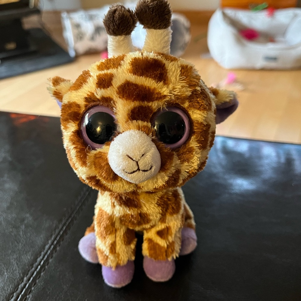 Ty Plush Giraffe with Brown and Purple Accents